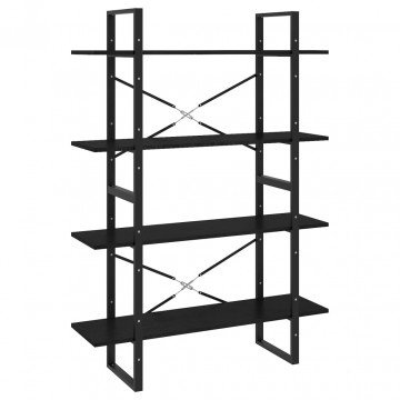 Bibliotecă cu 4 rafturi, negru, 100x30x140 cm, lemn masiv pin - Img 2