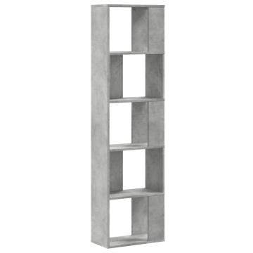 Bibliotecă cu 5 niveluri gri beton 45x23,5x162,5 cm lemn - Img 8