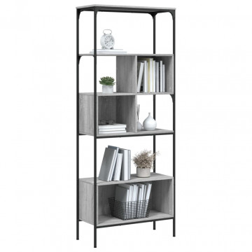 Bibliotecă cu 5 niveluri gri sonoma 76x33x188,5cm lemn compozit - Img 4