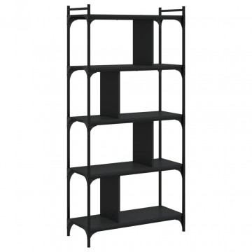 Bibliotecă cu 5 niveluri, negru, 76x32x158 cm, lemn prelucrat - Img 2