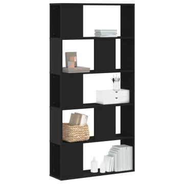 Bibliotecă cu 5 niveluri negru 80,5x23,5x162,5cm lemn prelucrat - Img 1