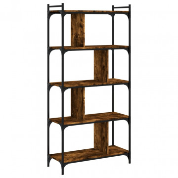 Bibliotecă cu 5 niveluri, stejar fumuriu, 76x32x158 cm, lemn - Img 5