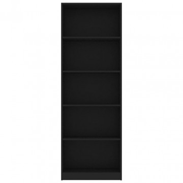 Bibliotecă cu 5 rafturi, negru, 60 x 24 x 175 cm, PAL - Img 4