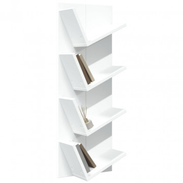 Bibliotecă de perete cu 4 niveluri, alb, 33x16x90 cm - Img 4