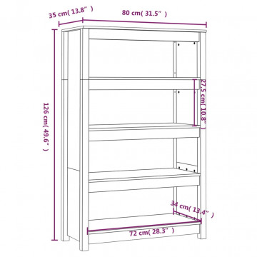 Bibliotecă, gri, 80x35x126 cm, lemn masiv de pin - Img 7