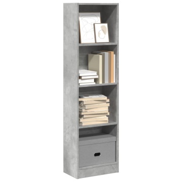 Bibliotecă, gri beton, 40x24x143 cm, lemn prelucrat - Img 1