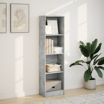Bibliotecă, gri beton, 40x24x143 cm, lemn prelucrat - Img 3