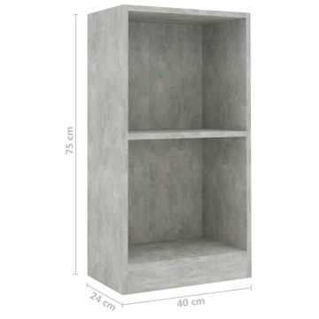 Bibliotecă, gri beton, 40x24x75 cm, lemn prelucrat - Img 5