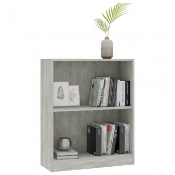 Bibliotecă, gri beton, 60x24x74,5 cm, lemn compozit - Img 3