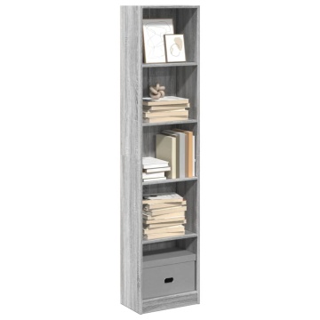 Bibliotecă, gri sonoma, 40x24x176 cm, lemn prelucrat - Img 1