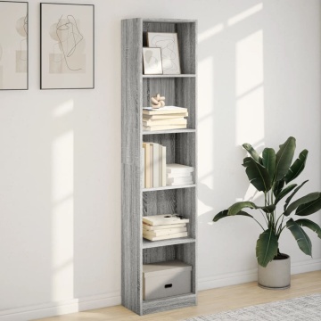 Bibliotecă, gri sonoma, 40x24x176 cm, lemn prelucrat - Img 3