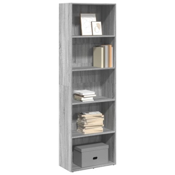 Bibliotecă, gri sonoma, 60x30x189 cm, lemn prelucrat - Img 1