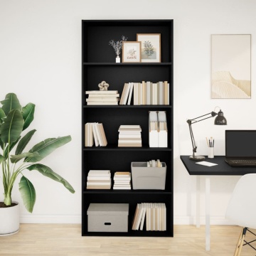 Bibliotecă, negru, 80x30x189 cm, lemn prelucrat - Img 2