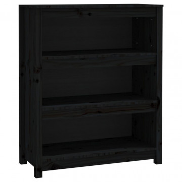 Bibliotecă, negru, 80x35x97 cm, lemn masiv de pin - Img 2