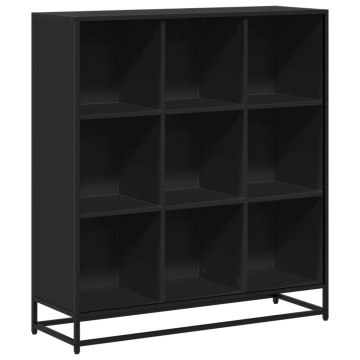 Bibliotecă, negru, 97,5x33x107,5 cm, lemn prelucrat și metal - Img 2
