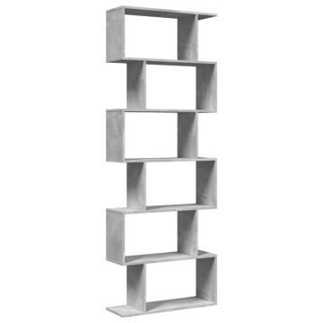Bibliotecă/separator 6 niveluri gri beton 70x24x193 cm lemn - Img 2