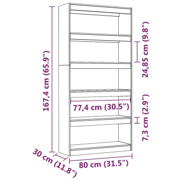 Bibliotecă/Separator cameră, 80x30x167,4 cm lemn masiv pin - Img 7
