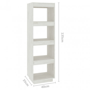 Bibliotecă/Separator cameră, alb, 40x35x135 cm, lemn masiv pin - Img 7