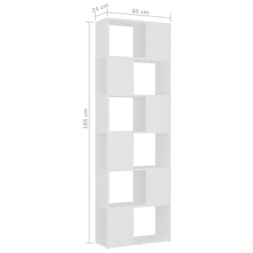 Bibliotecă/Separator cameră, alb, 60x24x186 cm - Img 6