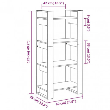 Bibliotecă/Separator cameră,alb, 60x35x125 cm, lemn masiv pin - Img 7