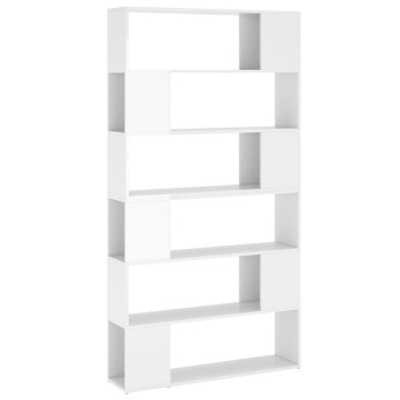Bibliotecă/Separator cameră, alb extralucios, 100x24x188 cm - Img 2