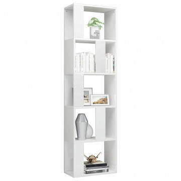 Bibliotecă/Separator cameră, alb extralucios, 45x24x159cm, PAL - Img 3