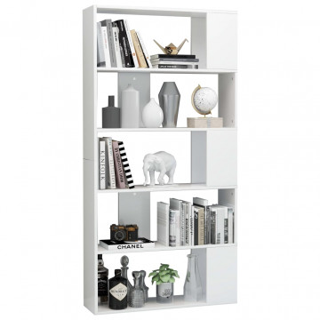 Bibliotecă/Separator cameră, alb extralucios, 80x24x159 cm, PAL - Img 3