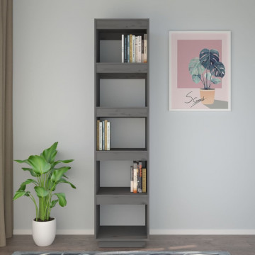 Bibliotecă/Separator cameră gri 40x35x167 cm lemn masiv de pin - Img 3
