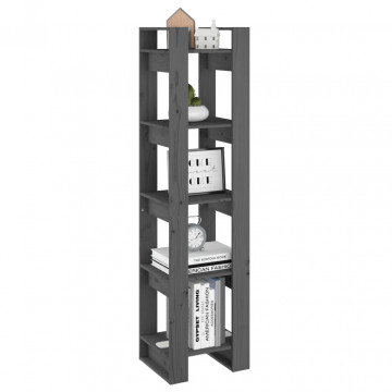 Bibliotecă/Separator cameră, gri, 41x35x160 cm, lemn masiv pin - Img 4