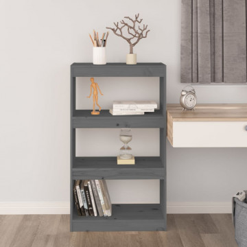 Bibliotecă/Separator cameră gri 60x30x103,5 cm, lemn masiv pin - Img 3