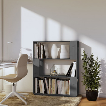 Bibliotecă/Separator cameră, gri, 80x25x101 cm lemn masiv pin - Img 3