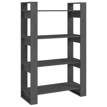 Bibliotecă/Separator cameră, gri, 80x35x125 cm, lemn masiv pin - Img 2