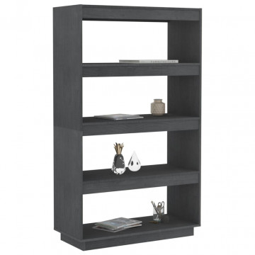 Bibliotecă/Separator cameră, gri, 80x35x135 cm, lemn masiv pin - Img 4