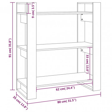 Bibliotecă/Separator cameră, gri, 80x35x91 cm, lemn masiv pin - Img 7