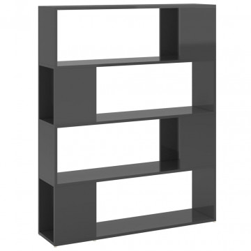 Bibliotecă/Separator cameră, gri extralucios, 100x24x124 cm - Img 2