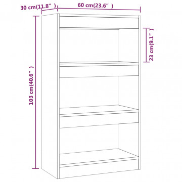 Bibliotecă/Separator cameră, gri sonoma, 60x30x103 cm, PAL - Img 6