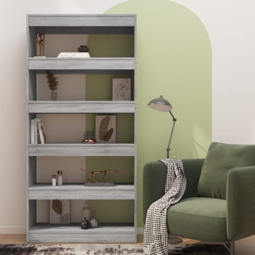 Bibliotecă/Separator cameră, gri sonoma, 80x30x166 cm, PAL - Img 3