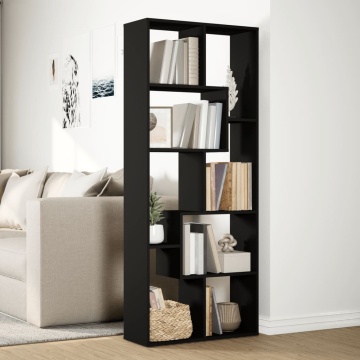Bibliotecă/separator cameră negru 67x25x161,5 cm lemn prelucrat - Img 4