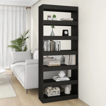 Bibliotecă/Separator cameră, negru, 80x30x198 cm, PAL - Img 1