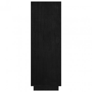 Bibliotecă/Separator cameră, negru, 80x35x103cm, lemn masiv pin - Img 5