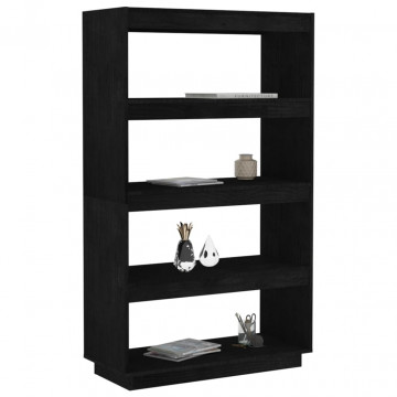 Bibliotecă/Separator cameră, negru 80x35x135 cm, lemn masiv pin - Img 4