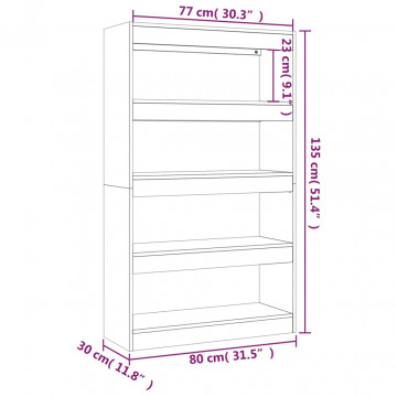 Bibliotecă/Separator cameră, stejar maro, 80x30x135 cm, PAL - Img 6