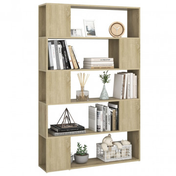 Bibliotecă/Separator cameră, stejar sonoma, 100x24x155 cm PAL - Img 5