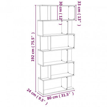 Bibliotecă/Separator, gri sonoma, 80x24x192 cm, lemn prelucrat - Img 7