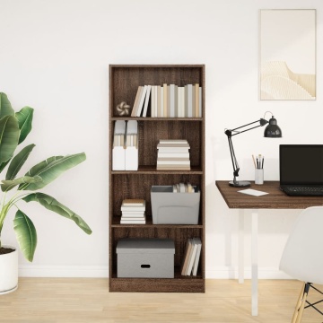 Bibliotecă, stejar maro, 60x24x143 cm, lemn prelucrat - Img 3