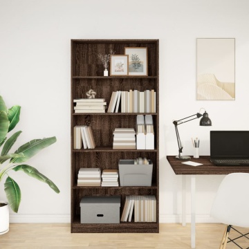 Bibliotecă, stejar maro, 80x24x176 cm, lemn prelucrat - Img 3