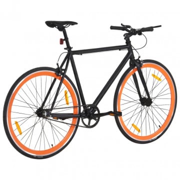 Bicicletă cu angrenaj fix, negru și portocaliu, 700c, 55 cm - Img 3