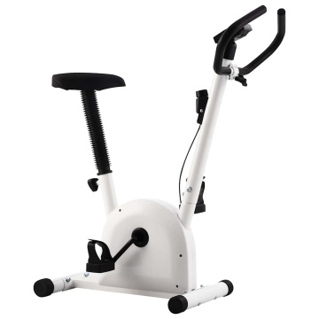Bicicletă fitness cu curea de rezistență, alb - Img 3