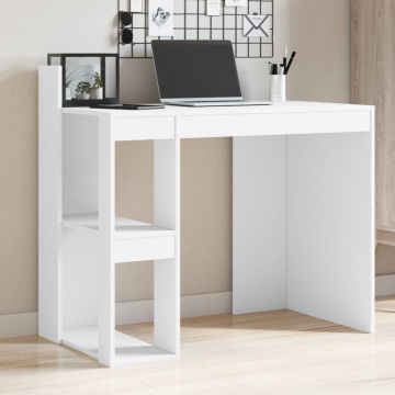 Birou, alb, 103,5x56,5x94 cm, lemn prelucrat - Img 1