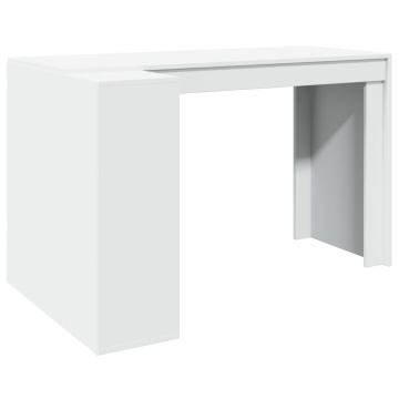 Birou, alb, 123,5x73,5x75 cm, lemn prelucrat - Img 2